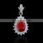 Women's Glod Plated Pendant Passion Red Necklace 28x13mm Jewelry