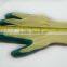Yellow line green rubber garden working gloves