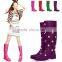 Ladies Fashion Dot Print Rubber Rain Boots