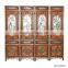 Curio Classic Furniture Decorative Folding Floor Screen, Antique Solid Wood Carving & Painting Four Doors Screen