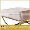 white velvet leisure chair with bent rose golden stainless steel base