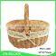 Woven wicker material food hamper with foldable lid