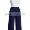 working women sleeveless white blue size cut jumpsuit with back zipper