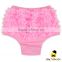 3DDK061 Lovebaby Wholesale Solid Color Pink Cotton Baby Lace Ruffle Hot Girls Pants