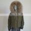 Myfur Newest MA1 Bomber Jacket with Real Raccoon Fur Collar Reversible Jackets