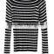 EY0875S New Design 2016 Women Boat Neck Stripe Pullover Sweaters