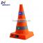 Usb charging collapsible led glowing reflective road safety cones