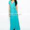 CHEFON Wrap Front blue maxi dress