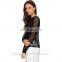 long sleeves black lace fashion blouses 2015