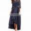 Lace Top Bodice Long Gown Dresses With 3/4 Sleeves fashion women evening party dress