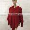 Ladies pure cashmere knitting elegant pullover poncho with long sleeves solid color turtleneck sweater