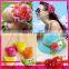 stock 30 colors 4cm handmade flower with leaves girls fabric flower clip