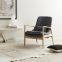 modern Ash wood fabric cushion arm living room lounge chair