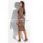 Sexy leopard dress printed zipper belt dress  sexy dress for party