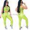 Clothing wholesale custom skinny see-through sexy sleeveless yoga sports suit fashion trend vest trousers suit