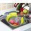 Kitchen Collapsible Colander Set of Silicone Colander Strainer Over the Sink Food Folding Water Filter Basket with Han