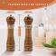 Oak Wood Salt and Pepper Mill Set, Pepper Grinders, Salt Shakers with Adjustable Ceramic Rotor- 8 inches -Pack of 2