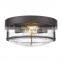 Flush Mount Lighting Fixture, 12inch 2-Light Metal Ceiling Light Fixtures, Oil Rubbed Bronze Finish with Seeded Glass