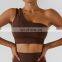 One Shoulder Sexy Workout Sports Bras Wholesale Recyclable High Impact Yoga Crop Tops