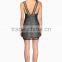 2015 New Arrival Sleeveless V neck Mesh Sexy Metallic Bandage Dress RJLD8028