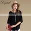 Autumn Women's Casual Half Sleeve 100% Cashmere Sweater O-Neck Solid Pattern Custom Oversize Knitwear with Front Logo