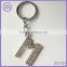 F letter metal key chain alphabet key ring with rhinestone paved