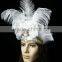 Magnificent White Feather Carnival Princess headdress