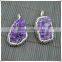 LFD-009P ~ Druzy Amethyst Stone Pave Rhinestone Crystal Pendants For Charms Necklace Jewelry Finding