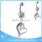 Stainless steel female belly ring piercing dangling crown bijoux body jewelry