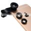 Phone camera accessory clip mobile phone lens 3 in 1 lens set macro wide angle fisheye lens for Samsung