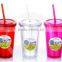 new product plastic cup with straw and lid or plastic straw cup