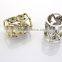 vintage antique silver metal alloy crystal owl shape scarf ring