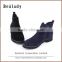 (E1621H-7) Lady leather shoes sheep suede sexy short ankle boots with crystal diamond metal zipper EVA sole