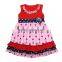 2016 popular summer red arrow pattern sleeveless baby frock design girl dress