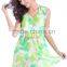 High-grade printing beach skirt 2016 high elastic breathable mesh dresses V fashion Princess Dress spot