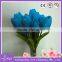 Artificial royal blue tulip natural pu life-like 12 head tulip bouquet