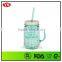 20oz Plastic Custom Mason Mug Tumbler With Handle and Straw