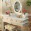 Hand Painted Apartment Bedroom Dressers Modern White Color Dresser With Stool Princess Makeup Table K/D Dresser Package 90*38*1