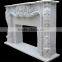 Popular Design Floral and Shell Cultured White Marble Fireplace Surround