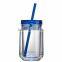 16OZ Mason Jar Cup Blank Clear Double Wall Insulated Tumbler Travel Mug Straw