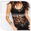Black Mesh Fabric Women Sexy Transparent Bodysuit With Emborided