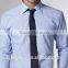 Men formal check light blue pontied T/C dress shirt 2015