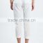 Plain white tapered leg women casual cotton pant trousers new design