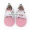 Pink satin lace shoes for genuine leather baby oxford shoe