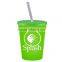 USA Made 16 oz Stadium Cup With Straw And Lid - features straw and lid and comes with your logo