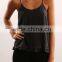 rounded neckline, frill hemline, adjustable thin straps and cute button closure Little top