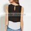 2016 guangzhou shandao oem service summer new design chiffon sleeveless fashion lady black and white tank top in bulk