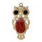 Zinc Based Alloy Halloween Owl Gold Plated Black & Red Enamel Clock Carved Pendants