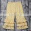 Yawoo hot sale 2pcs baby girls clothing set cute design yellow polka dots capri pants clothes school children boutique outfits