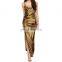 Gold Runway High Slit Sexy Drapery Slim Fit Backless Maxi Designer One Piece Party Dress